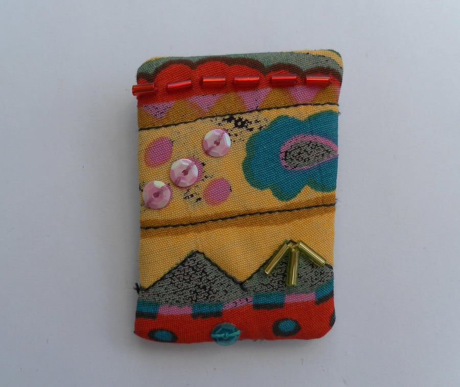 Unique  Embellished Fabric Brooch, Badge