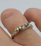 Sterling Silver Molten Ring, Pink Green Yellow CZ Gemstones - Size K - Image 4