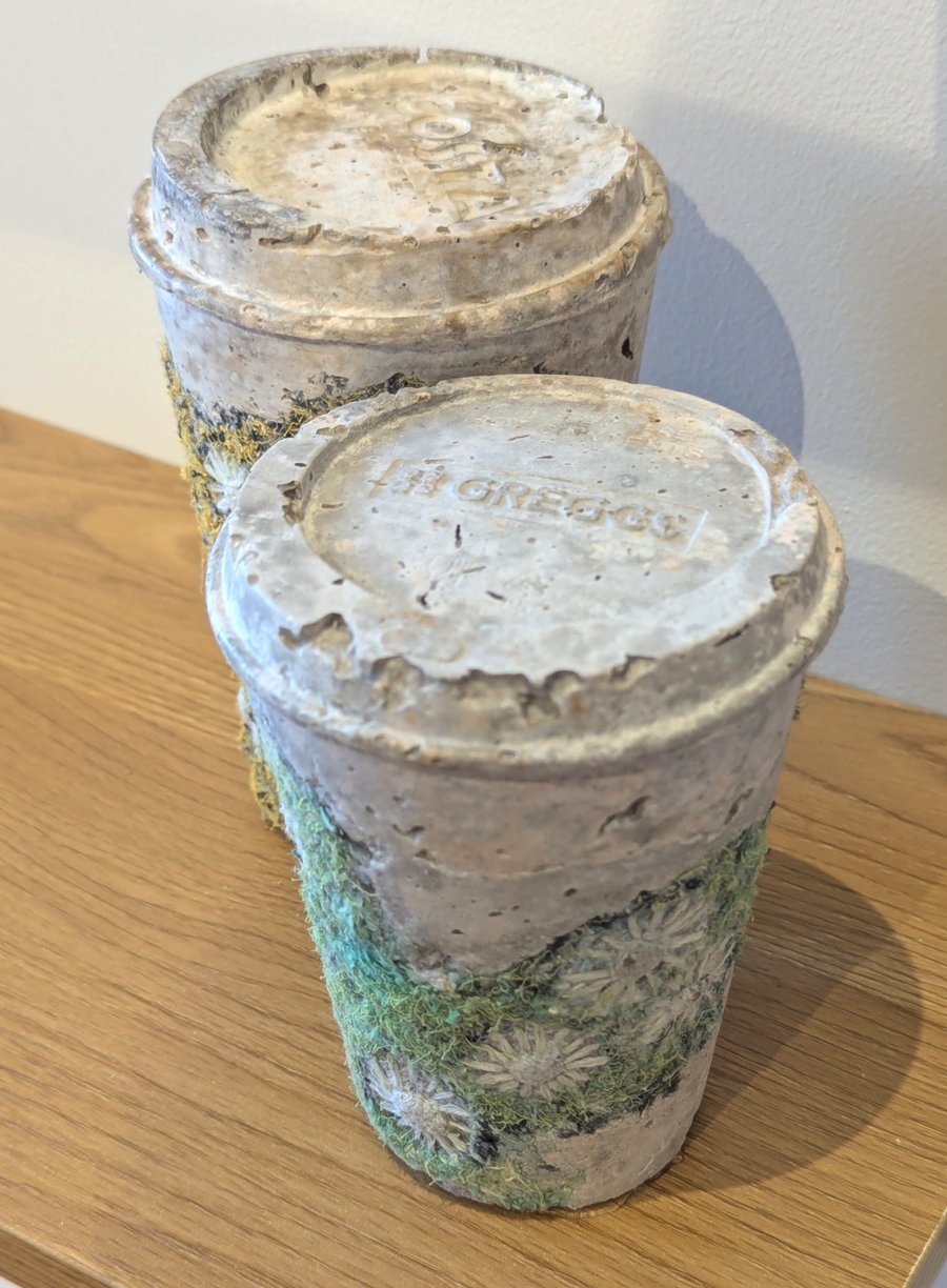 Upstream: Greener Loop Coffee cup sculpture textiles plus concrete