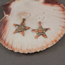 Smudgy Stars Brass & Silver Earrings