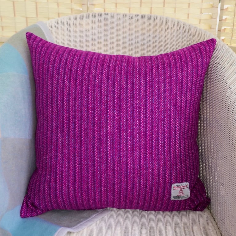 Harris Tweed Scatter Cushion with Pad, Cerise Stripe 48cm