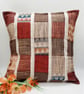 Red themed patchwork cushion cover,  envelope backed.   - Image 9