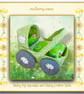 A Pretty Green Felt Pram for the baby Pip Squeaks and Cotton Tails