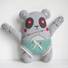 freemotion & hand embroidered zombie panda in silk knickers - sage