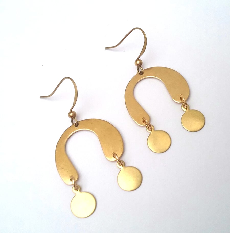Raw Brass Geometric Boho Earrings 