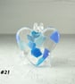 Fused glass heart blue pocket hug with stand 5x4.5cm, handcrafted (21)