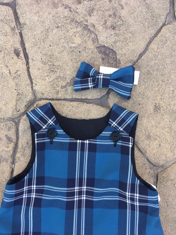 St Andrews Tartan Pinafore Dress and Hair Bow