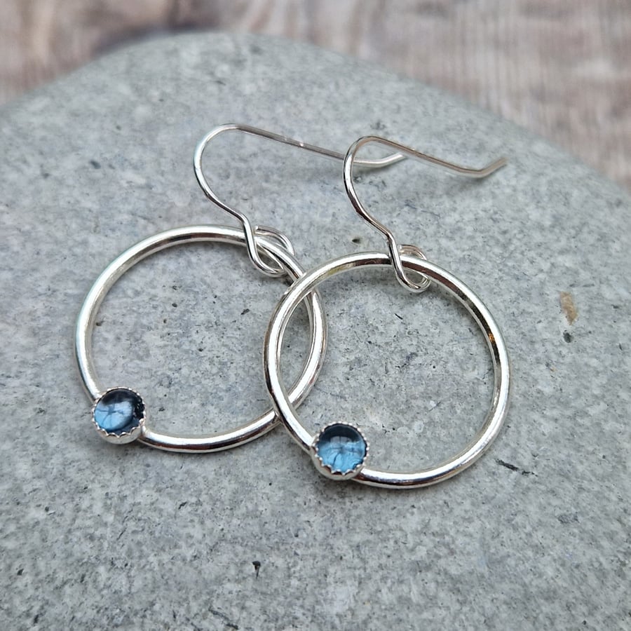 Sterling Silver Circle Hoop Earrings with Londo Folksy