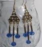 Blue Crystal Dangly Earrings - Image 2