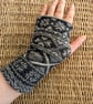Nordic Grey Wrist Warmers Upcycled from Wool Mix Jumpers - Image 4