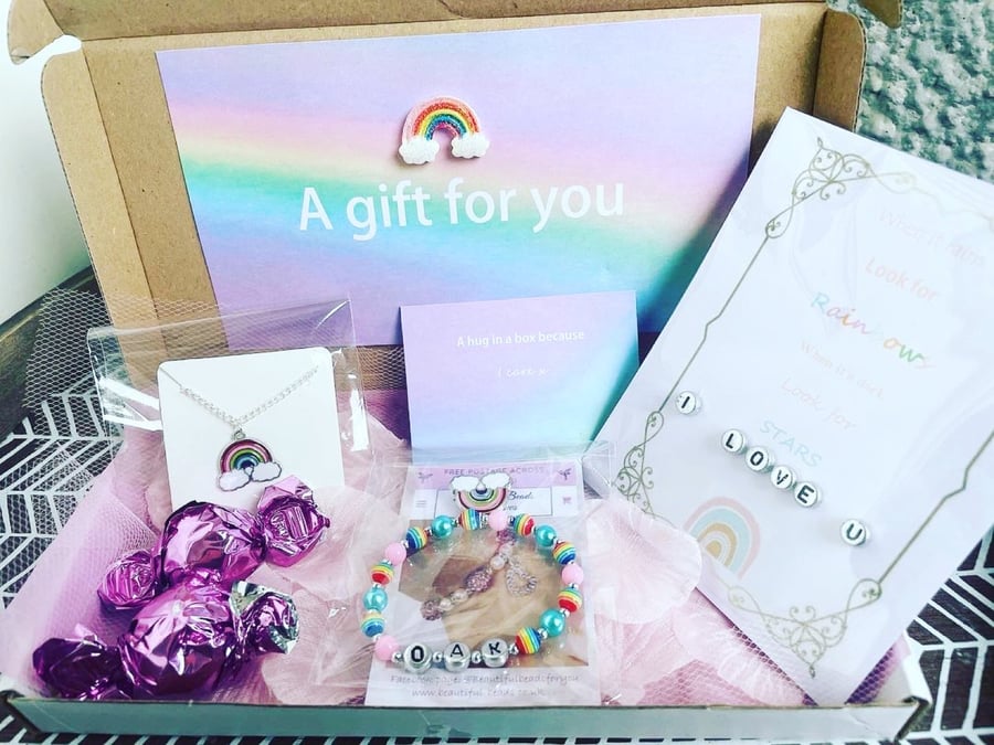 Rainbow jewellery set letter box gift for adults and children 