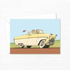 Funny Cartoon Greeting Card - Mid-Century Themed Hand Drawn Illustration