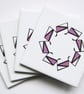 4 x Pink Geometric Ceramic Tile Coasters with Cork Backing - CLEARANCE PRICE - Image 2