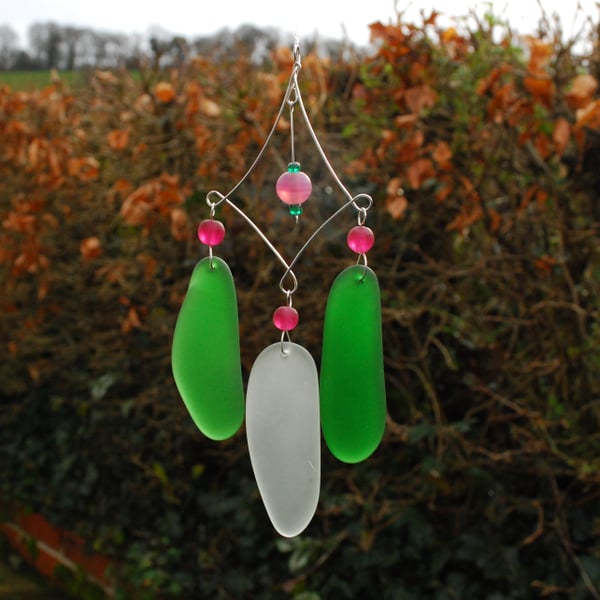 Beach glass sun catcher chimes