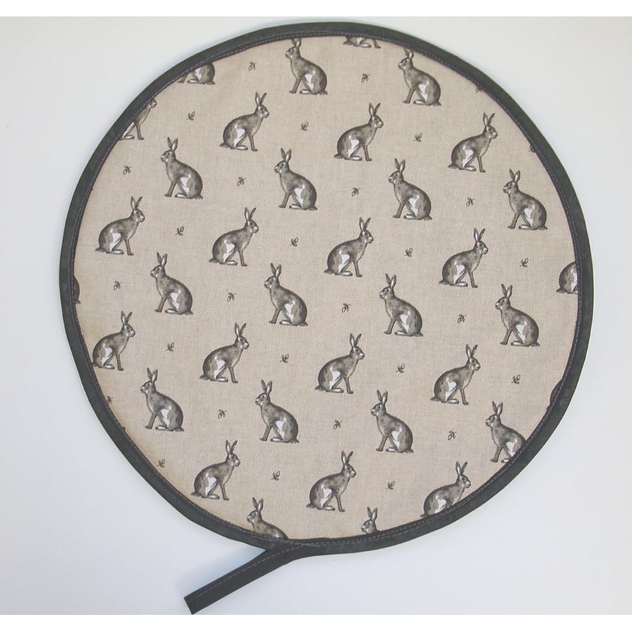Aga Hob Lid Mat Pad Hat Round Cover Hare Grey Hares