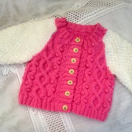 Cabled Cardigan for a Child to 11 years, Child's Round Neck Cardigan