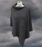 Rock Grey Merino Wool Poncho. Grey knitted women's cape.