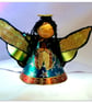 Small: Tin Angel Christmas Tree decoration ( Turquoise and orange)  - Image 1