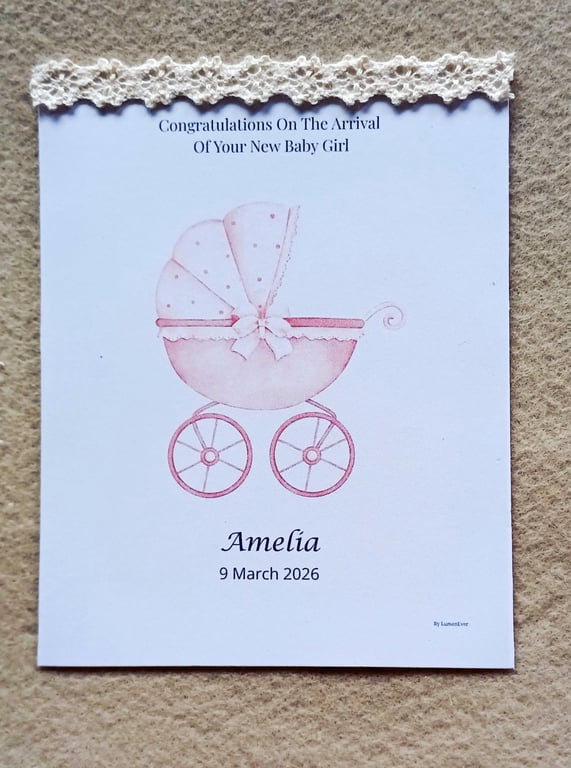 Personalised Baby Girl Keepsake, New Baby Gift, Personalised Nursery Keepsake