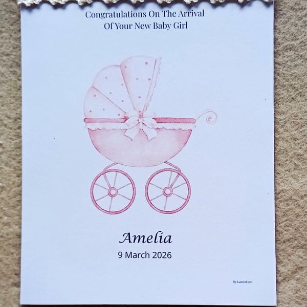 Personalised Baby Girl Keepsake, New Baby Gift, Personalised Nursery Keepsake