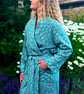 Handmade Liberty of London Tana Lawn Dressing Gown – Luxury Robe –Gingham Garden - Image 5