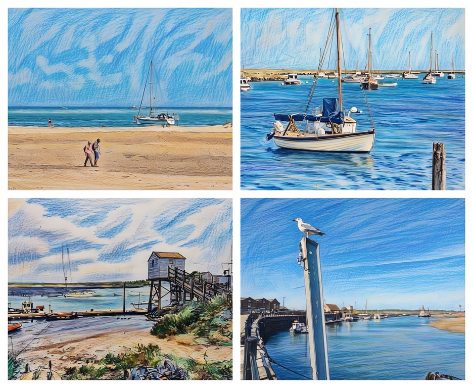 Pack of 4 Mixed Cards A5 Wells-Next-Sea Norfolk Coast 