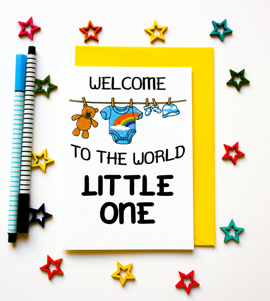 Cute Rainbow New Baby Card For A Newborn Boy, Girl, New Parents