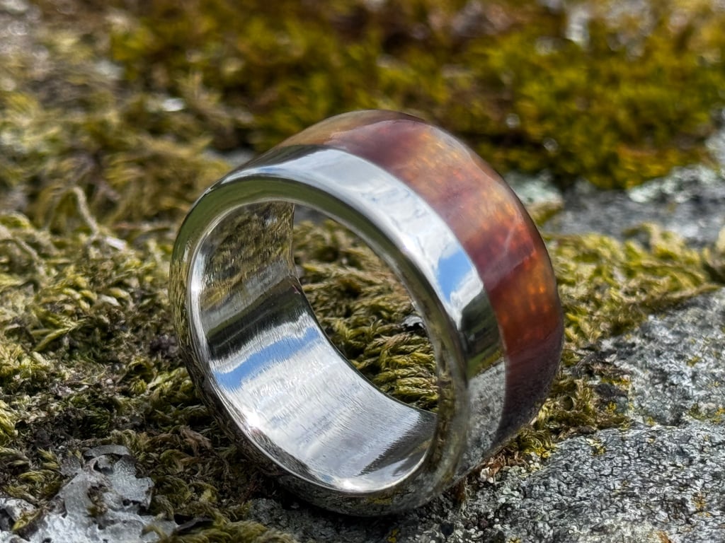 Silver & Scottish Highland Cow Horn Ring 