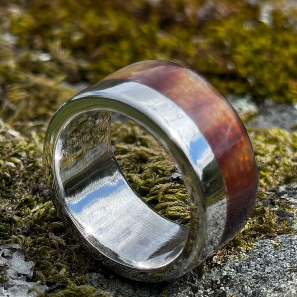 Silver & Scottish Highland Cow Horn Ring 