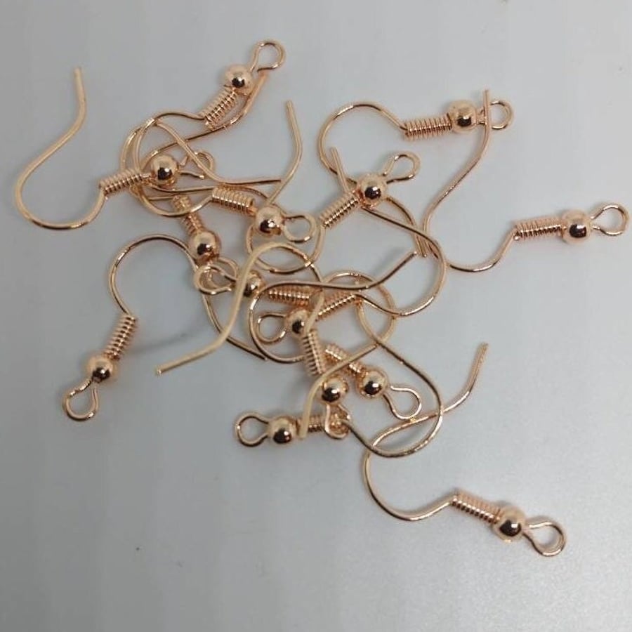 Earring Hooks Findings in Rose Gold or Aurora Rainbow x 20 (10 pairs)
