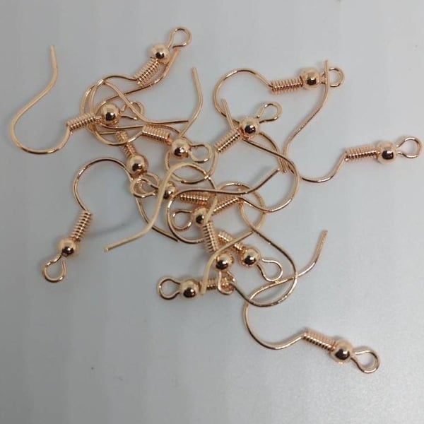 Earring Hooks Findings in Rose Gold or Aurora Rainbow x 20 (10 pairs)