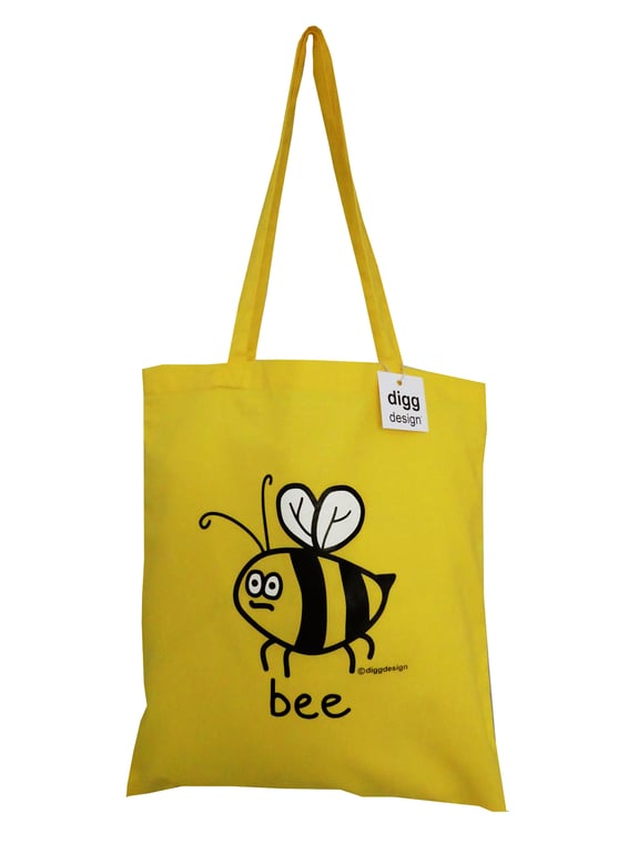 Digg Design BEE cotton Tote Bag. Yellow