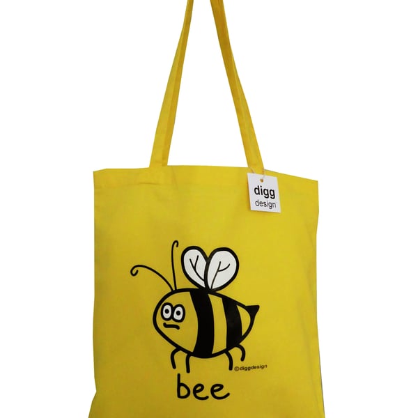 Digg Design BEE cotton Tote Bag. Yellow