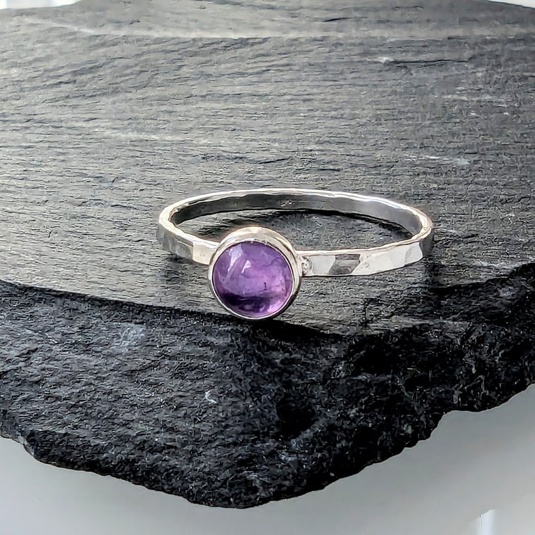 Sterling Silver Amethyst Ring, Handmade Urban Jewellery Design