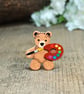 Artist Gift, Handmade Tiny Painter Teddy Bear Pin, Art Student Teacher Gift