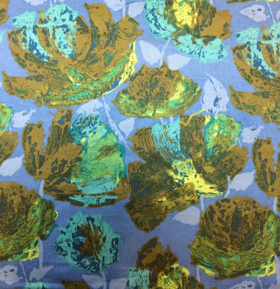 50s 60s Abstract Blue Green HYPERION a Cullingdale Vintage Fabric Lampshade 