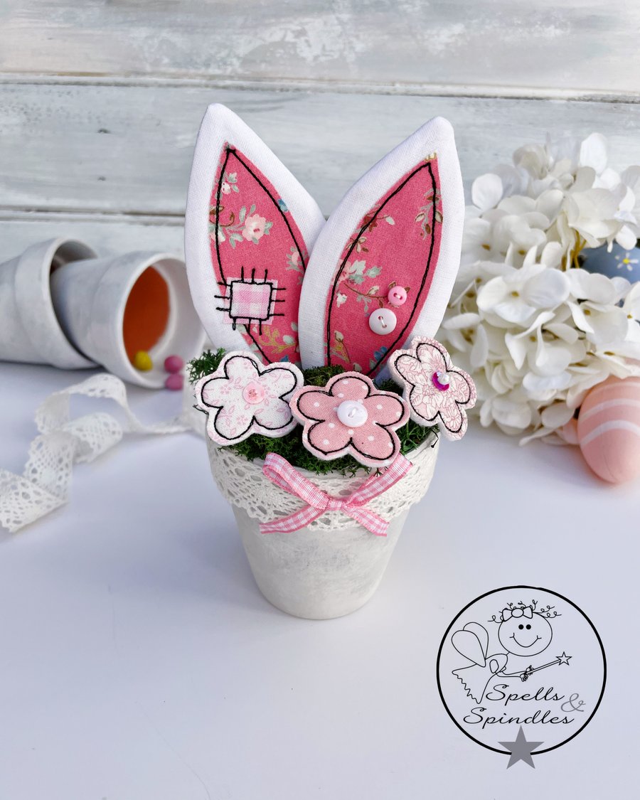 Pink Easter Bunny Flowerpot 