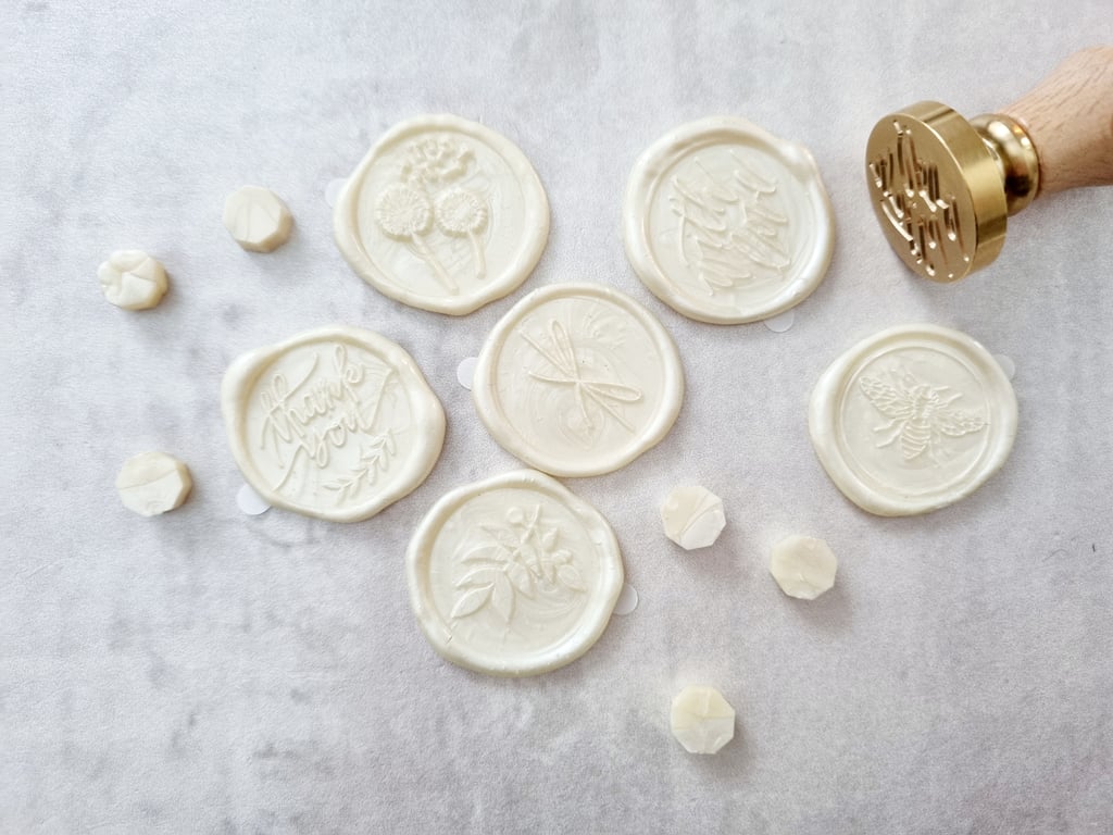 Set of 6 Ivory Self Adhesive Wax Seals