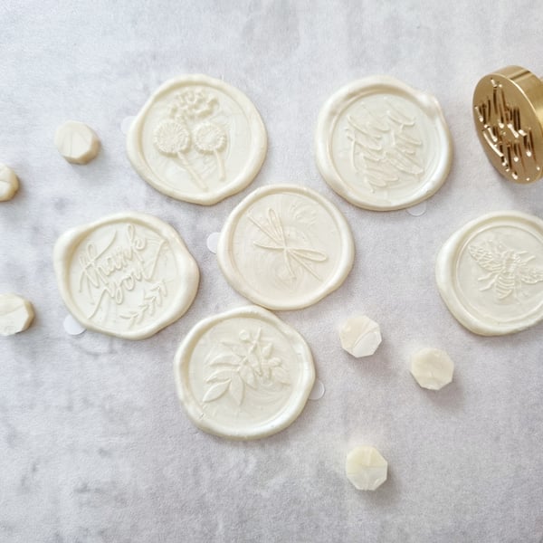 Set of 6 Ivory Self Adhesive Wax Seals