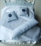White & Blue Polka Dot Dolls House Bedding Set - Image 2