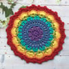 Crochet Rainbow Doily Table Mat Coaster