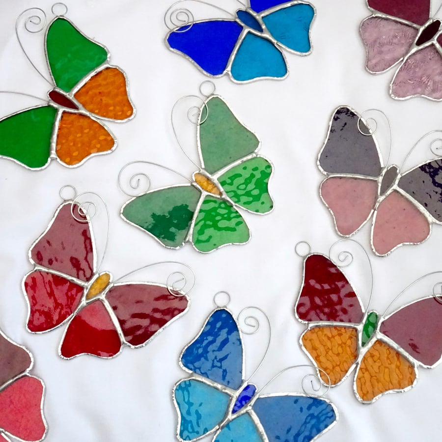 Two Stained Glass Butterfly Suncatcher   - TO ORDER