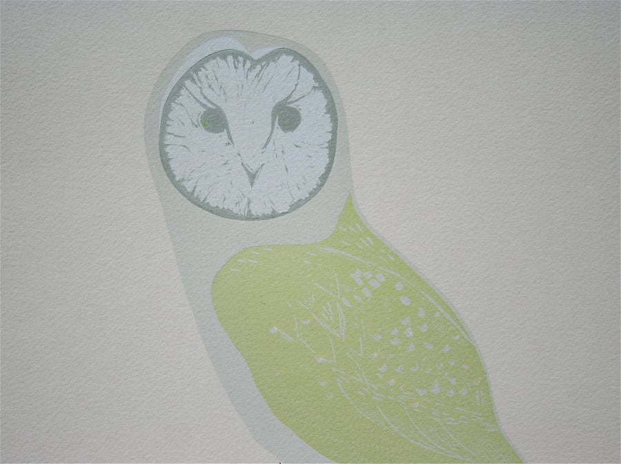 Barn Owl - lino print
