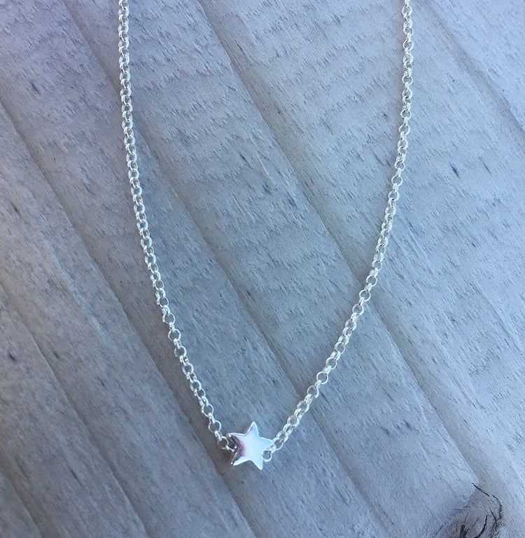 Little Silver Star Choker Necklace