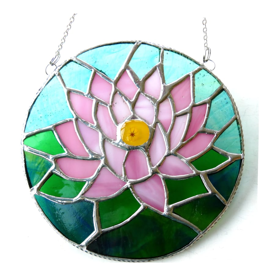 Waterlily Suncatcher Stained Glass 016 Pink Water Lily Flower Gift