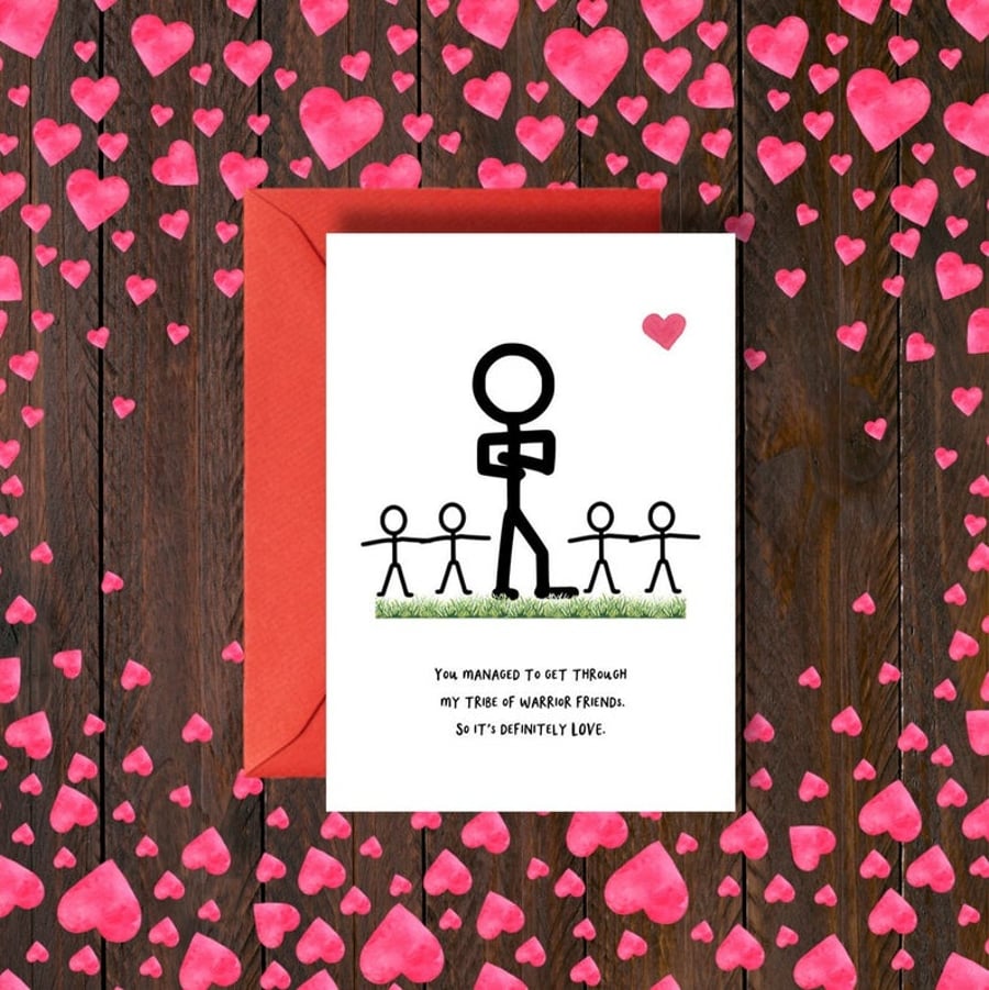 Valentine's Card, Card for him, Card for her, Warrior