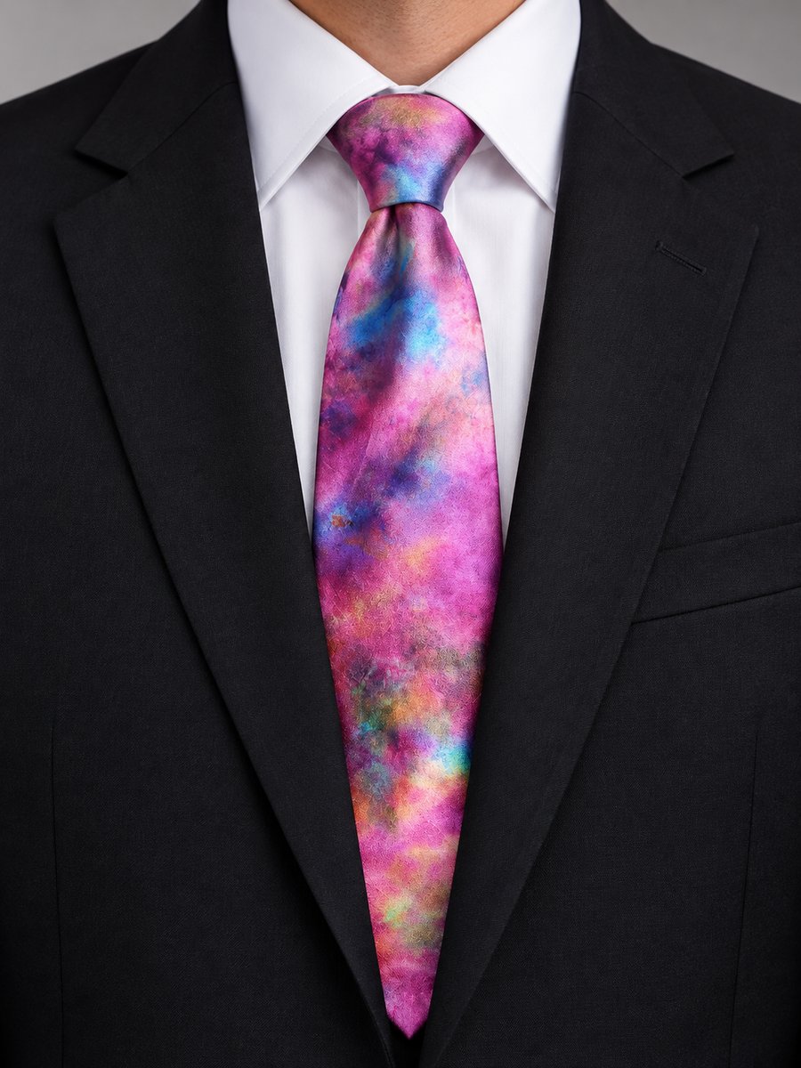 Pure Silk Tie Hand Dyed In Pink, Purple And Turquoise. 'Aurora' Very Unique