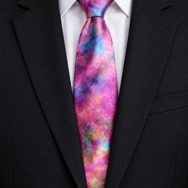 Pure Silk Tie Hand Dyed In Pink, Purple And Turquoise. 'Aurora' Very Unique
