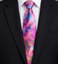 Pure Silk Hand Dyed Tie in Pinks and Purples. Very Unique