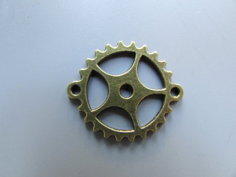 Bronze Cog connector Jewellery Charm Steampunk